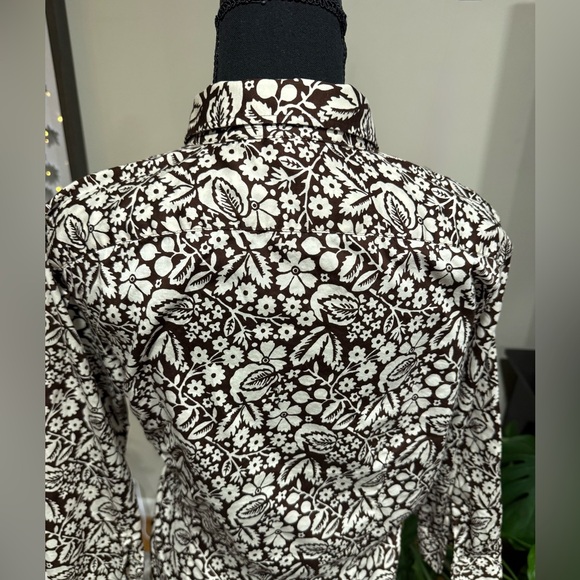 Ralph Lauren Brown and White Floral Button Down Shirt - Picture 5 of 6